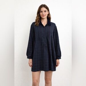 Victoria’s Secret Country Plaid Flannel Shirt Dress Nightgown Medium Blue Green